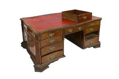 Lot 347 - A Victorian mahogany serpentine partners desk,...