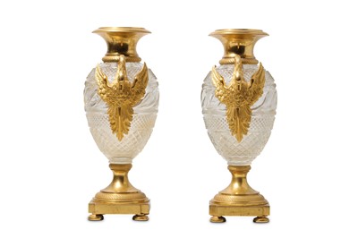 Lot 101 - A FINE PAIR OF RUSSIAN ORMOLU MOUNTED CUT...