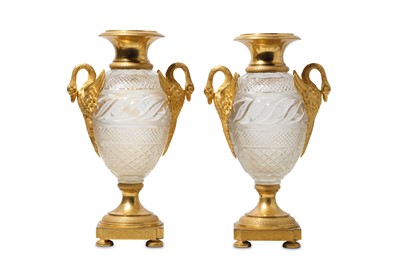 Lot 101 - A FINE PAIR OF RUSSIAN ORMOLU MOUNTED CUT...