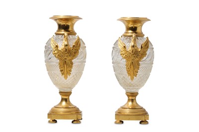 Lot 101 - A FINE PAIR OF RUSSIAN ORMOLU MOUNTED CUT...