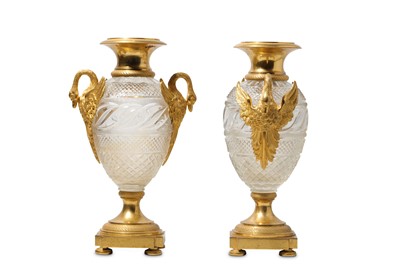 Lot 101 - A FINE PAIR OF RUSSIAN ORMOLU MOUNTED CUT...