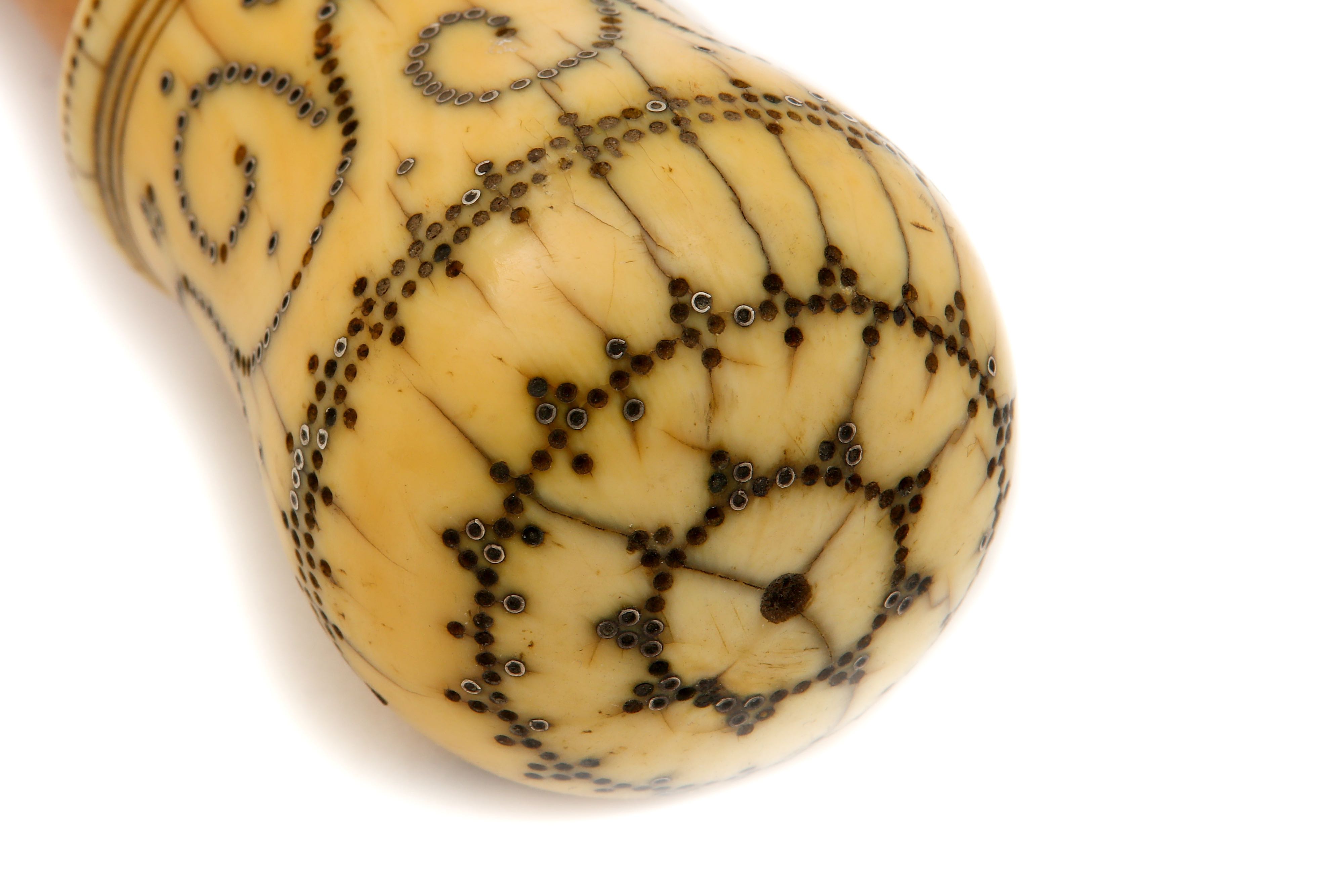 Lot 169 - A William III turned ivory and piqué work