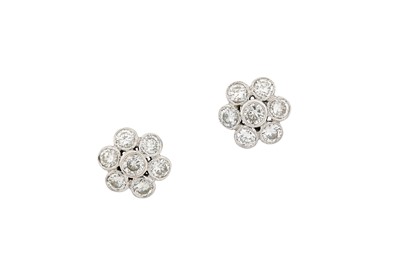 Lot 112 - A pair of diamond cluster earstuds Each a...