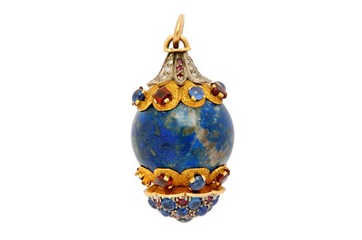 Lot 42 - A gem-set pendant Designed as a large lapis...