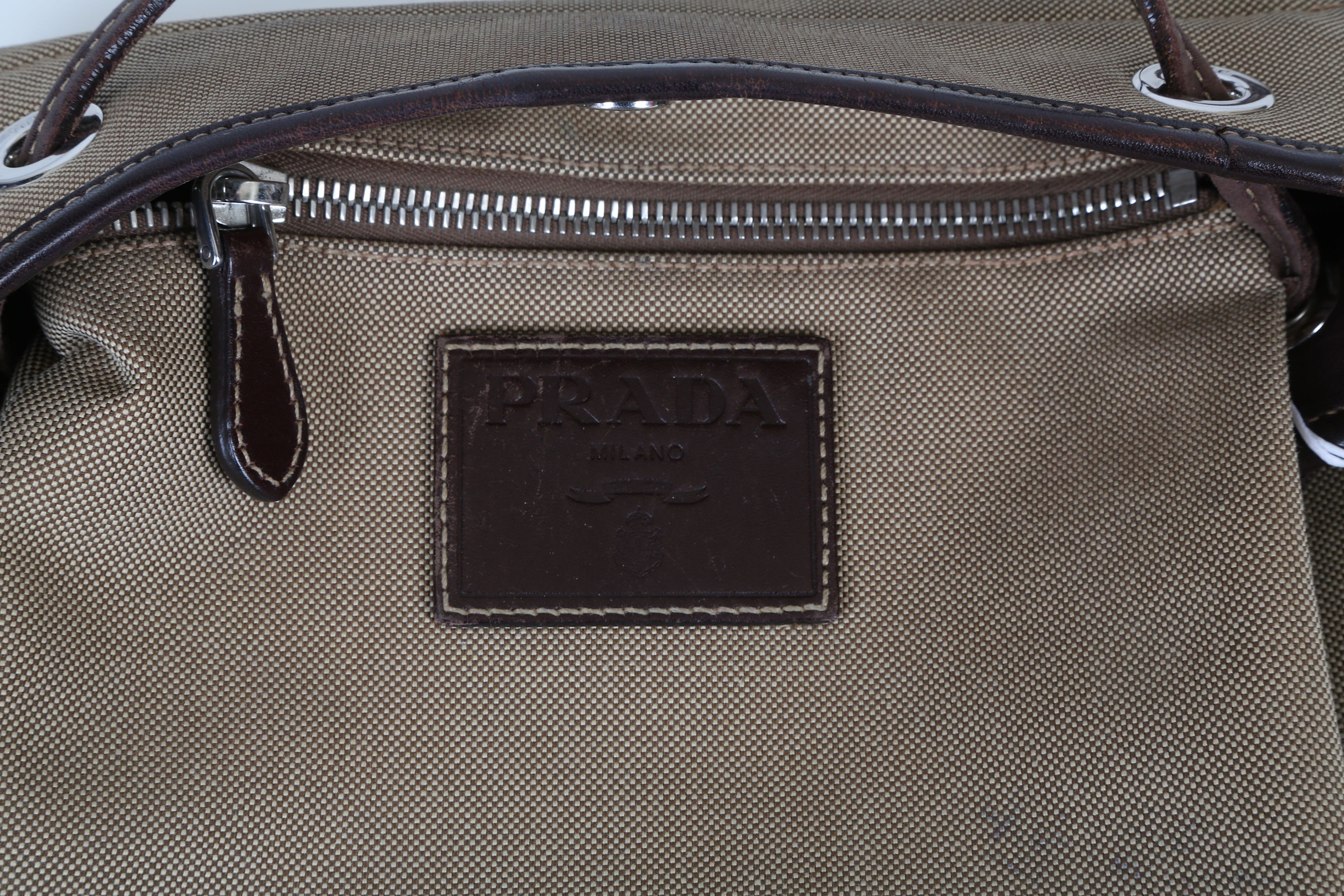 Lot 173 - Prada Canvas Crossbody Bag, brown canvas