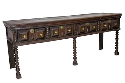 Lot 241 - A Charles II oak dresser base, with a plank...