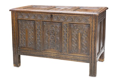 Lot 294 - A 17th Century oak coffer, of panelled...
