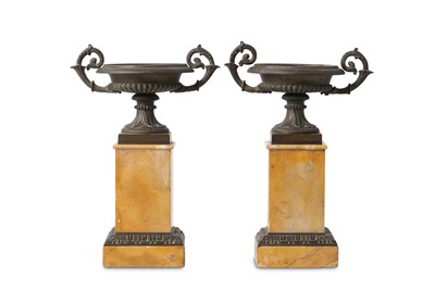 Lot 116 - A PAIR OF MID 19TH CENTURY FRENCH BRONZE AND...