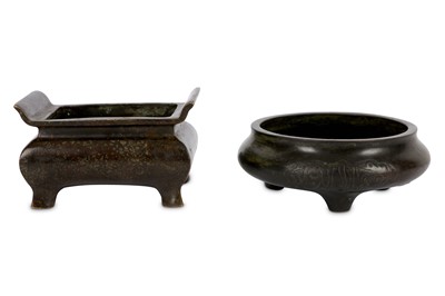 Lot 124 - Two Chinese bronze incense burners, one of...