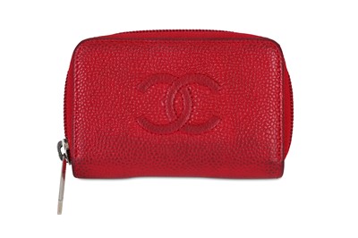 Lot 157 - Chanel Red Small Zipped Purse, c. 2014, Caviar...