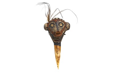Lot 182 - A BONE AND PAINTED EARTHENWARE DAGGER, PAPUA...