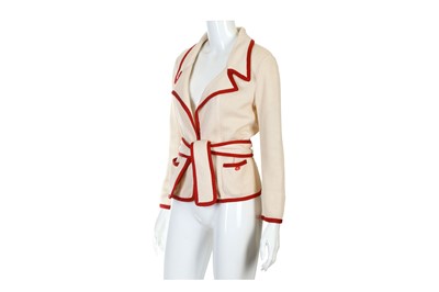 Lot 30 - Chanel Cream Silk Crochet Jacket, c. 2006, red...