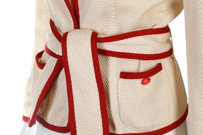 Lot 30 - Chanel Cream Silk Crochet Jacket, c. 2006, red...