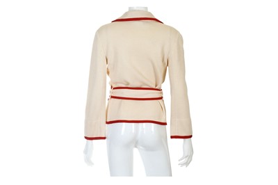 Lot 30 - Chanel Cream Silk Crochet Jacket, c. 2006, red...