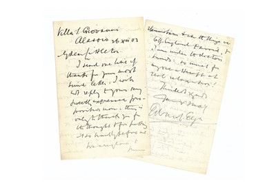 Lot 216 - Elgar (Edward) Two autograph letters signed...
